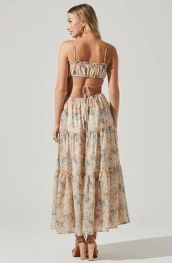 Odina Floral Smocked Tiered Midi Dress -Outlet Cozi Luxe Store ACDR101551 BLUEPEACHFLORAL 5 1