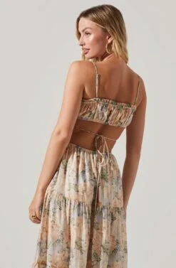 Odina Floral Smocked Tiered Midi Dress -Outlet Cozi Luxe Store ACDR101551 BLUEPEACHFLORAL 5 5