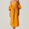 Carlin Off Shoulder Puff Sleeve Midi Dress -Outlet Cozi Luxe Store ACDR101554 MANGO 1