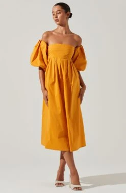 Carlin Off Shoulder Puff Sleeve Midi Dress -Outlet Cozi Luxe Store ACDR101554 MANGO 2