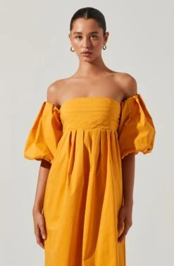 Carlin Off Shoulder Puff Sleeve Midi Dress -Outlet Cozi Luxe Store ACDR101554 MANGO 4