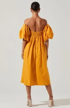 Carlin Off Shoulder Puff Sleeve Midi Dress -Outlet Cozi Luxe Store ACDR101554 MANGO 6
