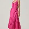 Bridget Side Cutout Tiered Midi Dress -Outlet Cozi Luxe Store ACDR101571 FUCHSIA 1