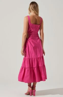 Bridget Side Cutout Tiered Midi Dress -Outlet Cozi Luxe Store ACDR101571 FUCHSIA 5