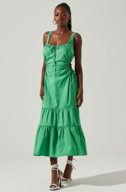 Bridget Side Cutout Tiered Midi Dress -Outlet Cozi Luxe Store ACDR101571 GREEN 1