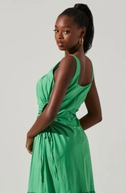 Bridget Side Cutout Tiered Midi Dress -Outlet Cozi Luxe Store ACDR101571 GREEN 4