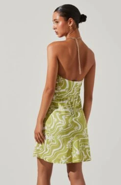 Quinta Retro Floral Halter Mini Dress -Outlet Cozi Luxe Store ACDR101581 CELERYFLORAL 5