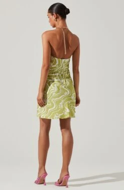 Quinta Retro Floral Halter Mini Dress -Outlet Cozi Luxe Store ACDR101581 CELERYFLORAL 6