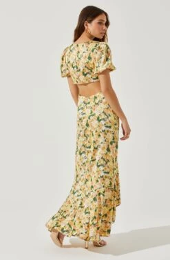 Dayanara Puff Sleeve Floral Maxi Dress -Outlet Cozi Luxe Store ACDR101589P GREENYELLOWFLORAL 5