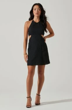 Laylin Halter Cutout Mini Dress -Outlet Cozi Luxe Store ACDR101590S BLACK 1