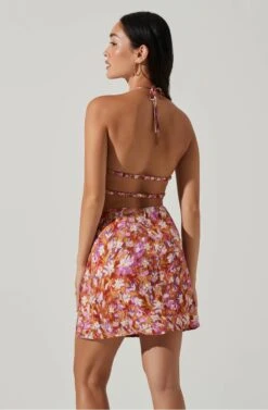 Laylin Floral Halter Cutout Mini Dress -Outlet Cozi Luxe Store ACDR101590 RUSTMAGENTAFLORAL 4