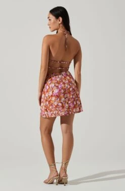 Laylin Floral Halter Cutout Mini Dress -Outlet Cozi Luxe Store ACDR101590 RUSTMAGENTAFLORAL 5