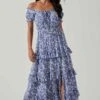 Viona Floral Off Shoulder Tiered Maxi Dress -Outlet Cozi Luxe Store ACDR101591 BLUEWHITEMULTI 2