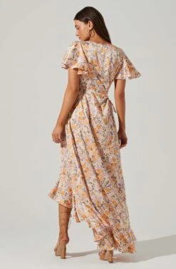 Veida Floral Cutout Midi Dress -Outlet Cozi Luxe Store ACDR101620 TANGERINEPURPLEFLR 5