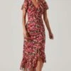 Vilma Floral Ruched Midi Dress -Outlet Cozi Luxe Store ACDR101621 REDMULTIFLORAL 1