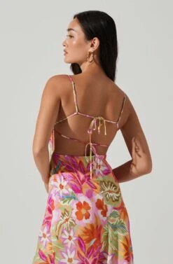 Gabriella Floral Strappy Back Midi Dress -Outlet Cozi Luxe Store ACDR101629L ORANGEPURPLEMULTI 4