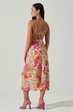 Gabriella Floral Strappy Back Midi Dress -Outlet Cozi Luxe Store ACDR101629L ORANGEPURPLEMULTI 5