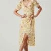 Martina Floral Ruched Midi Dress -Outlet Cozi Luxe Store ACDR101635 YELLOWRUSTFLORL 1