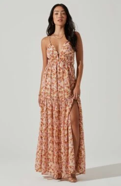 Ryliana Floral Tiered Maxi Dress 16 Ryliana Floral Tiered Maxi Dress -Outlet Cozi Luxe Store ACDR101640 RUSTLILACFLORAL 1