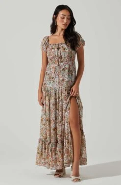 Roseline Off Shoulder Floral Maxi Dress -Outlet Cozi Luxe Store ACDR101641 BLUEPINKMULTI 1