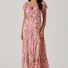 Roseline Off Shoulder Floral Maxi Dress -Outlet Cozi Luxe Store ACDR101641 PINKORANGE 1