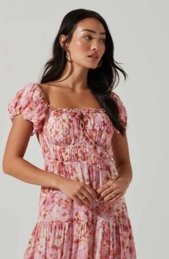 Roseline Off Shoulder Floral Maxi Dress -Outlet Cozi Luxe Store ACDR101641 PINKORANGE 3