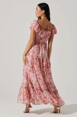 Roseline Off Shoulder Floral Maxi Dress -Outlet Cozi Luxe Store ACDR101641 PINKORANGE 5