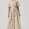 Shelby Floral Puff Sleeve Open Back Maxi Dress -Outlet Cozi Luxe Store ACDR101642 BLUEYELLOWFLORAL 1