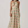 Giova Floral Halter Midi Dress -Outlet Cozi Luxe Store ACDR101659 GREENPINKFLORAL 1