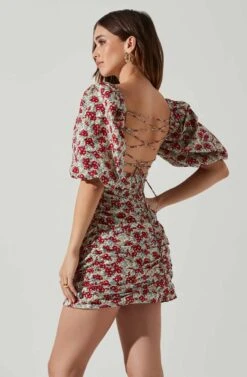 Verina Puff Sleeve Floral Mini Dress 10 Verina Puff Sleeve Floral Mini Dress -Outlet Cozi Luxe Store ACDR101662 REDMULTIFLORAL 3