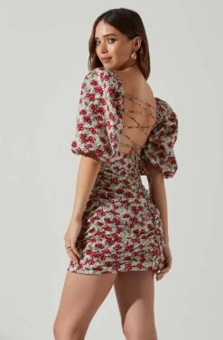 Verina Puff Sleeve Floral Mini Dress 9 Verina Puff Sleeve Floral Mini Dress -Outlet Cozi Luxe Store ACDR101662 REDMULTIFLORAL 4