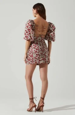 Verina Puff Sleeve Floral Mini Dress 11 Verina Puff Sleeve Floral Mini Dress -Outlet Cozi Luxe Store ACDR101662 REDMULTIFLORAL 5