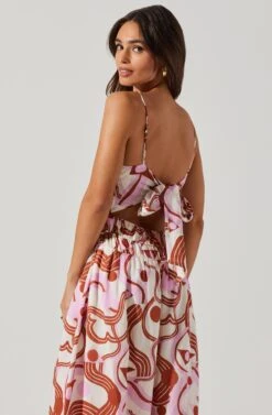 Suzy Abstract Print Midi Dress -Outlet Cozi Luxe Store ACDR101679 BROWNPINKGEO 3