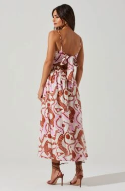 Suzy Abstract Print Midi Dress -Outlet Cozi Luxe Store ACDR101679 BROWNPINKGEO 4