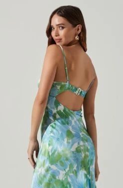 Bellerose Satin Floral Cutout Midi Dress 8 Bellerose Satin Floral Cutout Midi Dress -Outlet Cozi Luxe Store ACDR101684 GREENBLUEFLORAL 3 e5fa0a52 9e9e 4351 a4e7 99a02ecacc4e