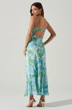 Bellerose Satin Floral Cutout Midi Dress 9 Bellerose Satin Floral Cutout Midi Dress -Outlet Cozi Luxe Store ACDR101684 GREENBLUEFLORAL 4 fc9ebc1d 8657 4721 84d9 e6b7a2d28a83