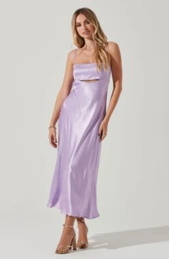 Bellerose Satin Cutout Midi Dress -Outlet Cozi Luxe Store ACDR101684 LAVENDER 2