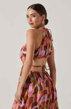 Sivana Halter Neck Geo Print Maxi Dress 9 Sivana Halter Neck Geo Print Maxi Dress -Outlet Cozi Luxe Store ACDR101690B REDBROWNMULTI 3