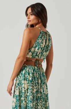 Sivana Halter Neck Floral Maxi Dress -Outlet Cozi Luxe Store ACDR101690 GREENFLORAL 3