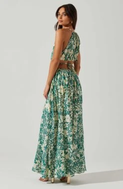Sivana Halter Neck Floral Maxi Dress -Outlet Cozi Luxe Store ACDR101690 GREENFLORAL 4