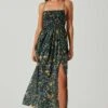 Stasia Floral Smocked Midi Dress -Outlet Cozi Luxe Store ACDR101720P BLACKMULTI 1