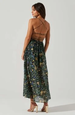 Stasia Floral Smocked Midi Dress -Outlet Cozi Luxe Store ACDR101720P BLACKMULTI 4