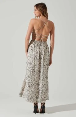 Stasia Floral Smocked Midi Dress -Outlet Cozi Luxe Store ACDR101720P DARKBROWNPAISLEY 6