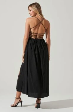 Stasia Smocked Midi Dress -Outlet Cozi Luxe Store ACDR101720 BLACK 5