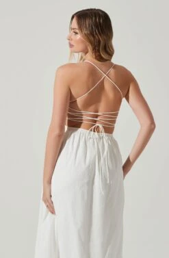 Stasia Smocked Midi Dress -Outlet Cozi Luxe Store ACDR101720 WHITE 5