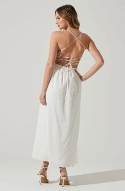 Stasia Smocked Midi Dress -Outlet Cozi Luxe Store ACDR101720 WHITE 6