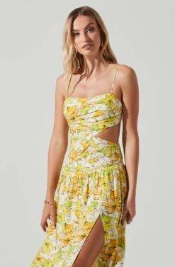 Kalina Floral Pleated Bust Midi Dress -Outlet Cozi Luxe Store ACDR101728 YELLOWFLORAL 4