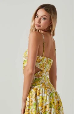 Kalina Floral Pleated Bust Midi Dress -Outlet Cozi Luxe Store ACDR101728 YELLOWFLORAL 5