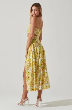 Kalina Floral Pleated Bust Midi Dress -Outlet Cozi Luxe Store ACDR101728 YELLOWFLORAL 6