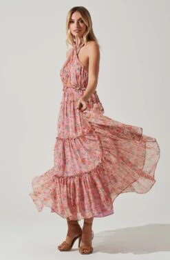 Jaidee Floral Tiered Maxi Dress 10 Jaidee Floral Tiered Maxi Dress -Outlet Cozi Luxe Store ACDR101739 PINKFLORAL 2